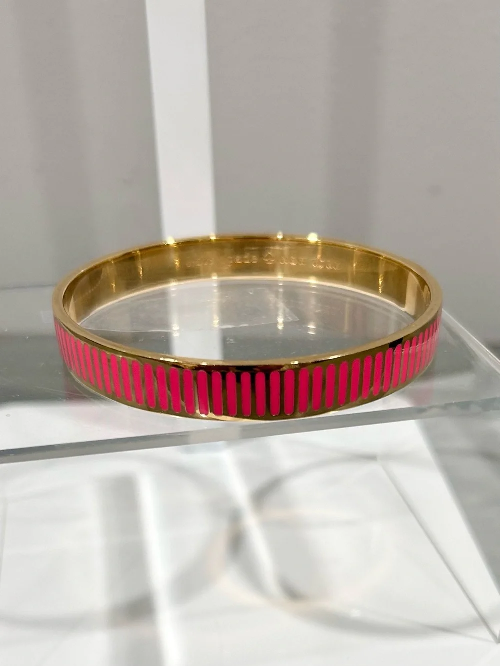 Kate Spade Gold-Tone Pink Enamel Bangle Bracelet